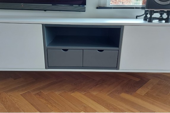 tv kast op maat lang schuifplank laden design